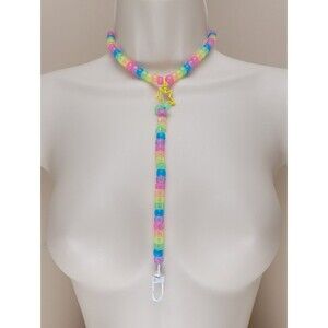 2pc rainbow glow convertible choker & removable binky cord necklace star charm